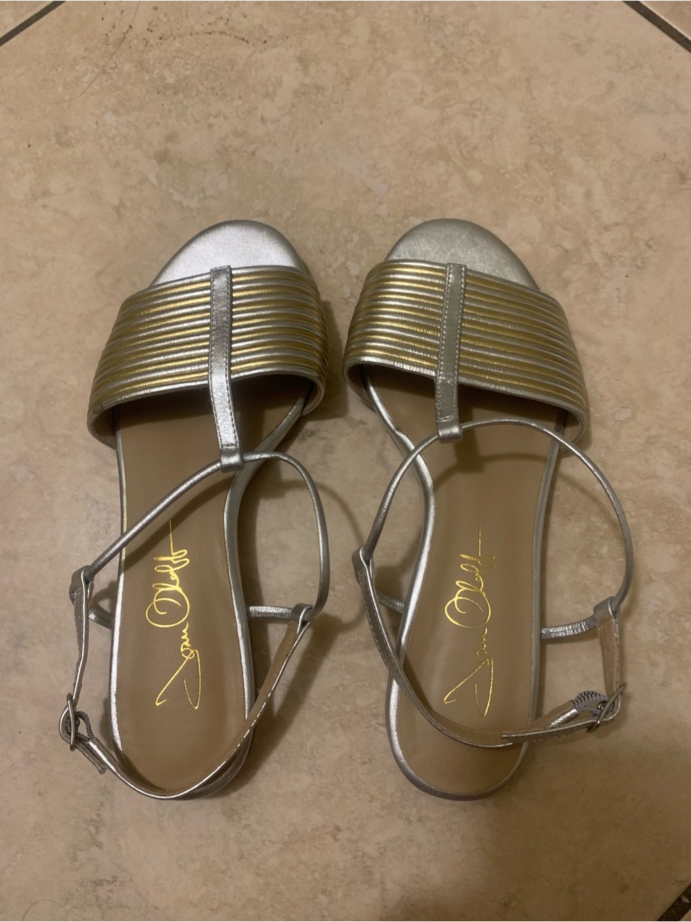 Vero Cuoio and Gold Strappy Flat Sandals -